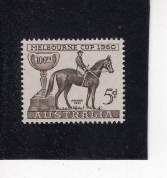 AUSTRALIA(����Ʈ���ϸ���)-#337-5p-MELBOURNE CUP AND ATCHER, 1861 WINNER(1861�� ����� ��)-1960.10.12��