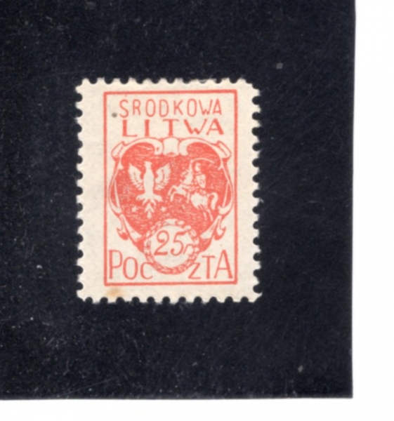 CENTRAL LITHUANIA(�߾� �����ƴϾ� ��ȭ��)-#1-25f-COAT OF ARMS(�߾� �����ƴϾ��� ����)-1920��