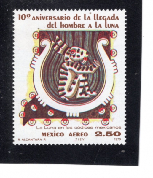 MEXICO(�߽���)-#C624-2.50p-MOON SYMBOL FROM MEXICAN CODEX(�ڵ��� ��������)-1979.11.30��