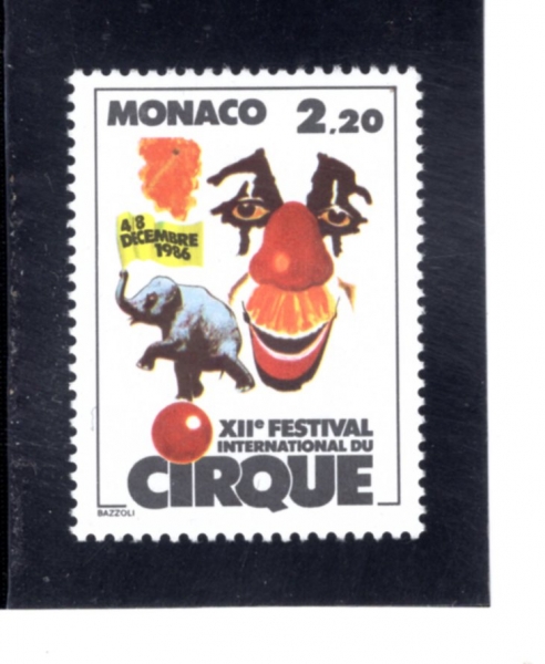 MONACO(����)-#1554-2.20fr-12TH INTL. CIRCUS FESTIVAL(����ī���� ���� ��Ŀ�� ����)-1986.10.28��