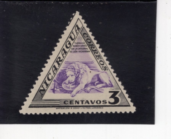 NICARAGUA(��ī���)-#707-3c-TOMB OF RUBEN DARIO(�ٸ��� �纥 �ٸ���, ���� ������)-1947.8.29��
