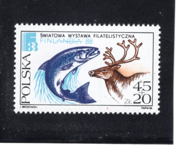 POLAND(������)-#B147-45+20z-SALMON AND REINDEER(����, �罿)-1988.6.1��