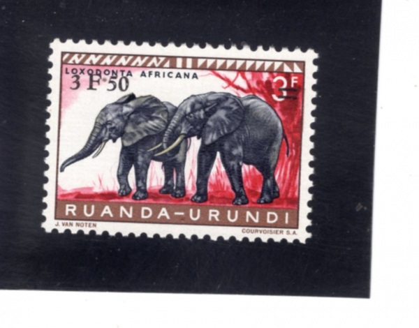 RUANDA-URUNDI(��ȴ�-����)-#153-3.50fr on 3fr-ELEPHANTS(�ڳ���)-1960��