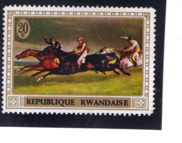 RWANDA(���ϴ�)-#326-20c-EPSOM DERBY, BY GERICAULT(�׿����� ������, 1821�� ���� ����)-1970.3.31��