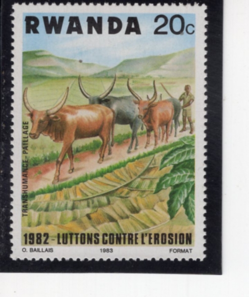 RWANDA(���ϴ�)-#1140-20c-SOIL EROSION PREVENTION AND DRIVING CATTLE(��� ħ�� ����, �� ����)-1983.2.14��