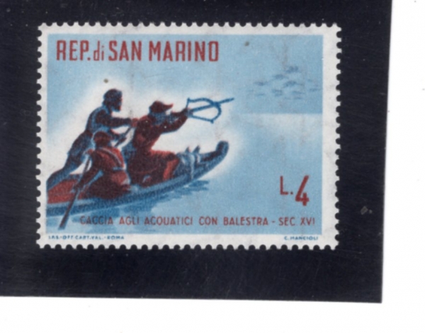 SAN MARINO(�긶����)-#480-4 I-DUCK SHOOTING WITH CROSSBOW(���� ���� ���)-1961.5.4��