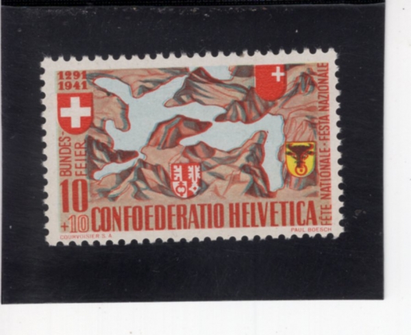 SWITZERLAND(������)-#B110-10+10c-LAKE LUCERNE ARMS OF CANTONS(��ü�� ȣ��)-1941.6.15��