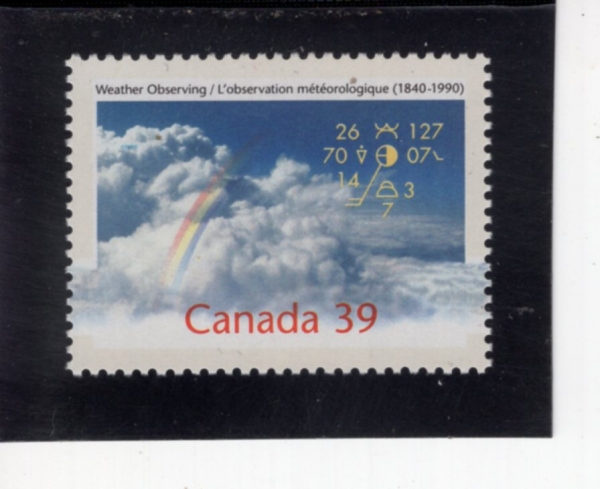 CANADA(ĳ����)-#1287-39c-WEATHER OBSERVATION IN CANADA, 150TH ANNIV.(��� ���� 150�ֳ�)-1990.9.5��