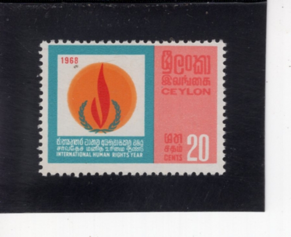 CEYLON(�Ƿ�)-#421-20c-HUMAN RIGHTS FLAME(�α�)-1968.12.10��
