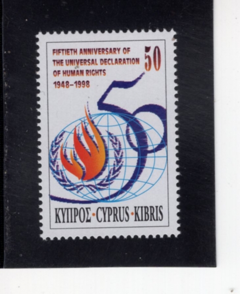 CYPRUS(Ű���ν�)-#925-50c-UNIVERSAL DECLARATION OF HUMAN RIGHTS, 50TH ANNIV.(�����αǼ���, 50�ֳ�)-1998.10.9��