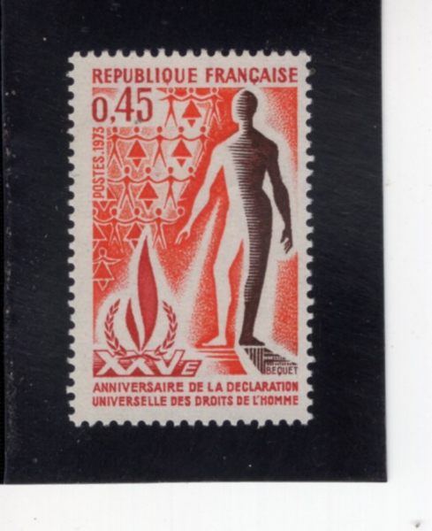 FRANCE(������)-#1388-45c-HUMAN RIGHTS FLAME AND MAN(�α�, ����)-1973.12.8��