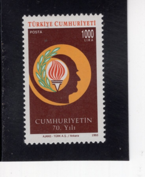 TURKEY(Ƣ��Ű��)-#2588-1000 I-REPUBLIC, 70TH ANNIV.(��ȭ�� 70�ֳ�)-1993.10.29��