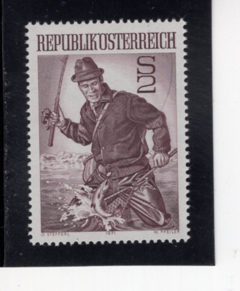 AUSTRIA(����Ʈ����)-#912-2s-TROUT FISHERMAN(�۾� ���ò�)-1971.11.15��