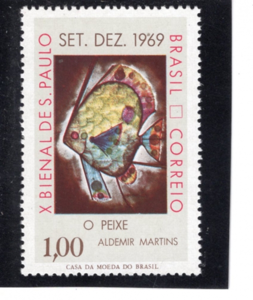 BRAZIL(�����)-#1128-1cr-ANGELFISH, BY ALDEMIR MARTINS(�˵��̸� ��ƾ���� �����ǽ�)-1969��