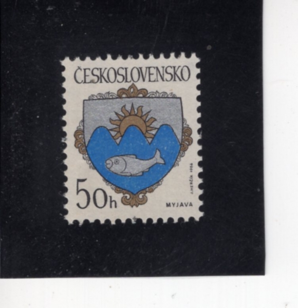 CZECHOSLOVAKIA(ü�ڽ��ι�Ű��)-#2595-50h-ARMS OF MYLAVA(�ж�� ü���� ����)-1986.2.10��