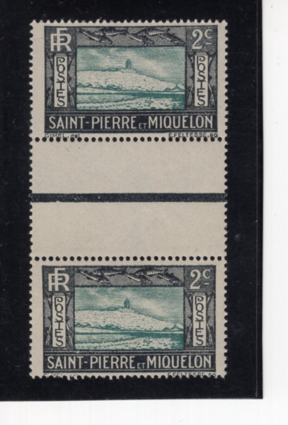 ST. PIERRE & MIQUELON(������ ��������)-PAIR-#137-2c-LIGHTHOUSE AND FISH(���, ������)-1932��