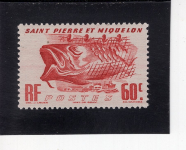 ST. PIERRE & MIQUELON(������ ��������)-#328-60c-FISHING INDUSTRY SYMBOLS(��� ��� ��¡)-1947.10.6��