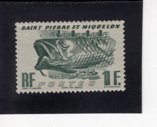 ST. PIERRE & MIQUELON(������ ��������)-#330-1fr-FISHING INDUSTRY SYMBOLS(��� ��� ��¡)-1947.10.6��