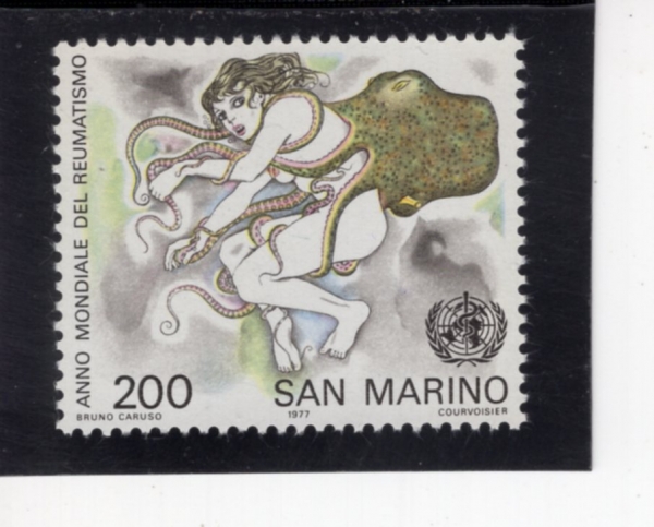 SAN MARINO(�긶����)-#918-200 I-WOMAN ATTACKED BY OCTOPUS, EMBLEM(����� ���ݴ��� ����)-1977.10.19��