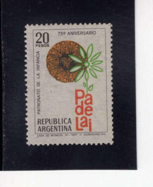 ARGENTINA(�Ƹ���Ƽ��)-#841-20p-PADELAI EMBLEM(�ĵ����� �Ƶ� ���� ��ȸ)-1967.8.12��