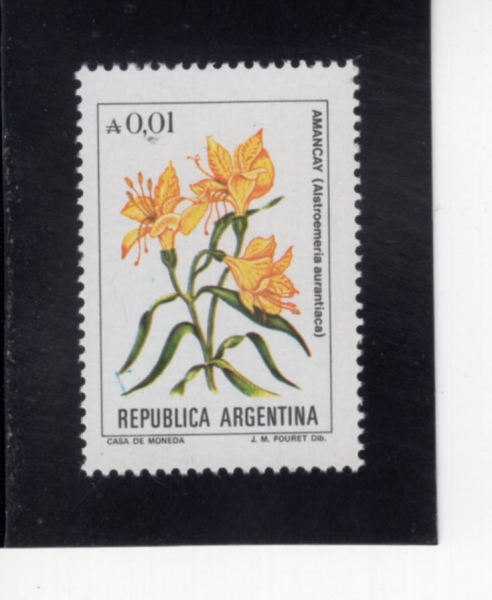 ARGENTINA(�Ƹ���Ƽ��)-#1516-1c-ALSTROMERIA AURANTIACA(�˽�Ʈ�ο��޸���)-1985��