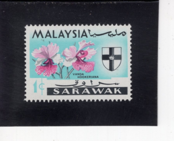 MALAYA-SARAWAK(���� ��)-#215-1c-VANDA HOOKERIANA AND STATE CREST(���ʸ������� ���ɸ��Ƴ�, ���� ����)-1965.11.15��