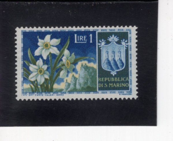 SAN MARINO(�긶����)-#336-1 I-NARCISSUS(����ȭ)-1953.12.28��