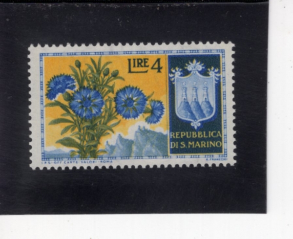 SAN MARINO(�긶����)-#339-4 I-CORNFLOWERS(������ȭ)-1953.12.28��