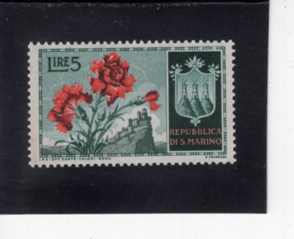 SAN MARINO(�긶����)-#340-5 I-CARNATIONS(ī���̼�)-1953.12.28��