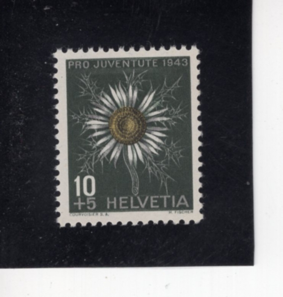 SWITZERLAND(������)-#B127-10+5c-SILVER THISTLE(Į���� ��ī�︮��)-1943.12.1��