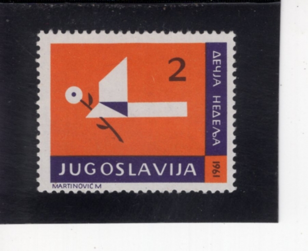 YUGOSLAVIA(����������)-#RA26-2d-BIRD HOLDING FLOWER(���� ��� �ִ� ��)-1961.10.1��