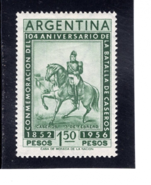 ARGENTINA(�Ƹ���Ƽ��)-#649-1.50p-JUSTO JOSE DE URQUIZA(�Ľ��� ȣ�� �� �츣Ű��)-1956.2.3��