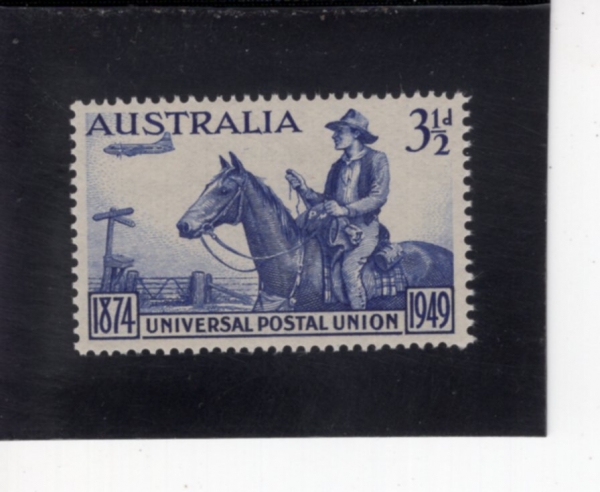 AUSTRALIA(����Ʈ���ϸ���)-#223-3 1/2p-OUTBACK MAIL CARRIER AND PLANE(�ƿ��� ���� ���, �����)-1949.10.10��