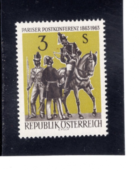 AUSTRIA(����Ʈ����)-#704-3s-POSTILLIONS AND POSTAL CLERK, 1863(����Ƽ����, ���� ź ��ü����)-1963.5.7��