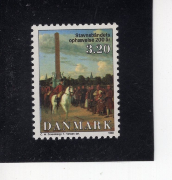 DENMARK(����ũ)-#853-3.20k-ABOLITION OF STAVNSBAAND, 200TH ANNIV.(��Ÿ�꽺��Ʈ ���� 200�ֳ�)-1988.5.5��