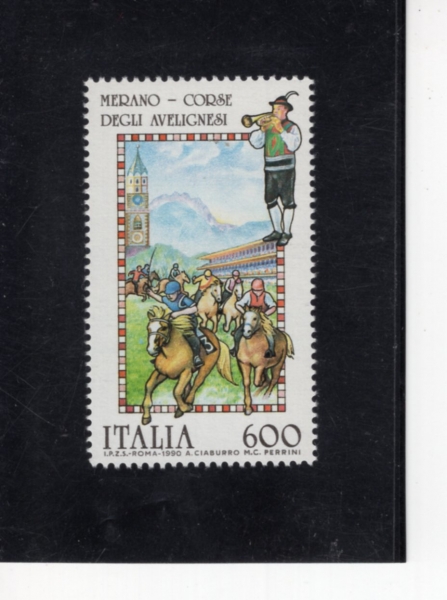 ITALY(��Ż����)-#1807-600 I-HORSE RACE, MERANO(�޶�� �渶��)-1990.4.9��