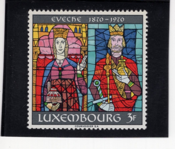 LUXEMBOURG(����θ�ũ)-#491-3fr-EMPRESS KUNIGUNDE AND EMPEROR HENRY II, WINDOW, LUXEMBOURG CATHEDRAL(���ϱ��� Ȳ��, � 2��, â��, ����θ�ũ �뼺��)-1970.9.14��