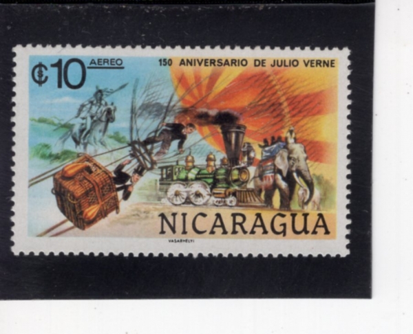 NICARAGUA(��ī���)-#C943-10cr-JULES VERNE AND AROUND THE WORLD IN 80 DAYS(�� ����, 