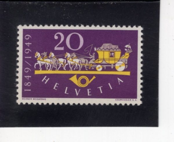 SWITZERLAND(������)-#326-20c-HORSE DRAWN MAIL COACH(���� ����)-1949.5.16��