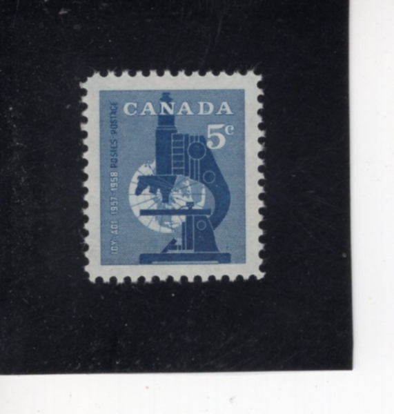 CANADA(ĳ����)-#376-5c-MICROSCOPE AND GLOBE(���̰�, ����)-1958.3.5��