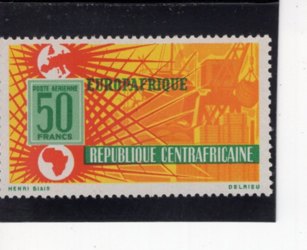 CENTRAL AFRICAN REPUBLIC(�߾Ӿ�����ī ��ȭ��)-#C25-50fr-INDUSTRIAL SYMBOLS, MAPS OF AFRICA AND EUROPE(��� ��¡, ����. ������ī ����)-1964.12.19��
