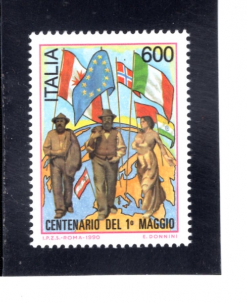 ITALY(��Ż����)-#1810-600 I-LABOR DAY, CENT.(�뵿�� 100�ֳ�)-1990.4.28��