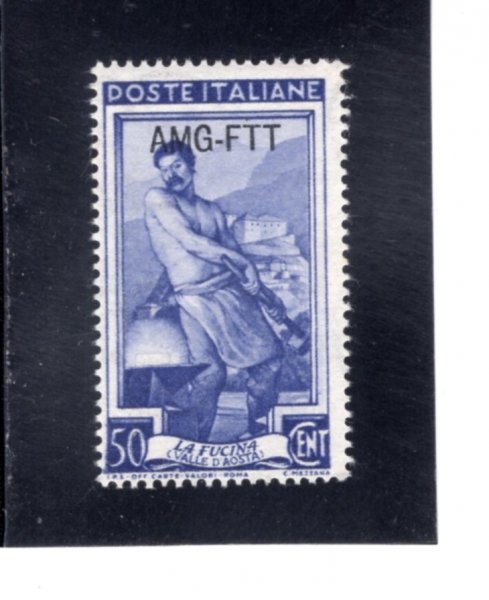 ITALY-TRIESTE(��Ż����-Ʈ��������)-#90-50c-BLACKSMITH, AOSTA VALLEY(��������, �ƿ���Ÿ ���)-1950.10.20��