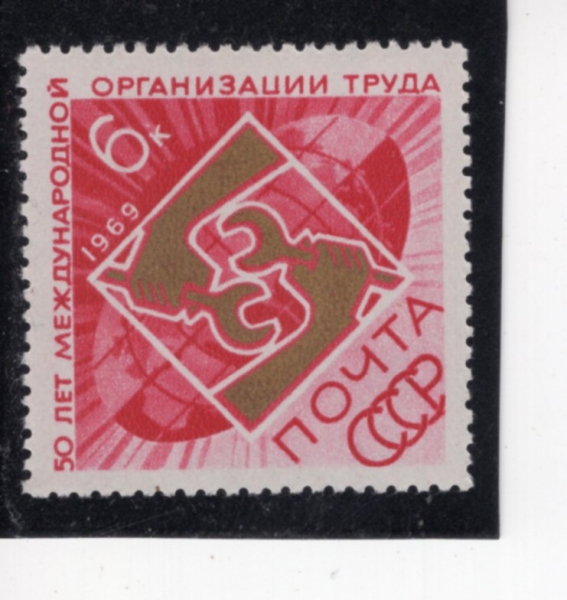 RUSSIA(���þ�)-#3593-6k-ILO EMBLEM AND GLOBE(�����뵿�ⱸ, ����)-1969.5.9��