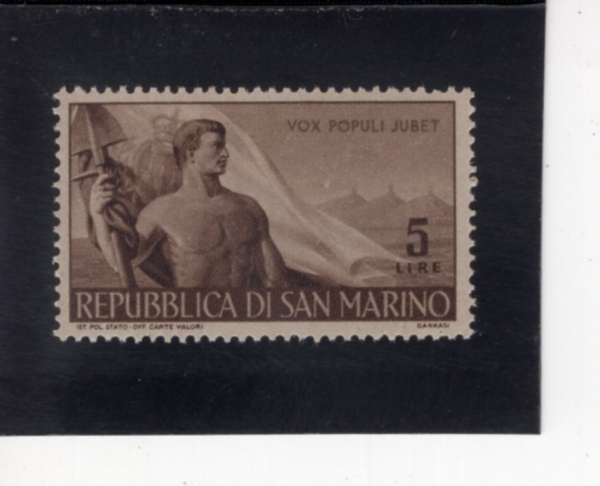 SAN MARINO(�긶����)-#272-5 I-LABORER AND SAN MARINO FLAG(�뵿��, ����)-1948.6.3��