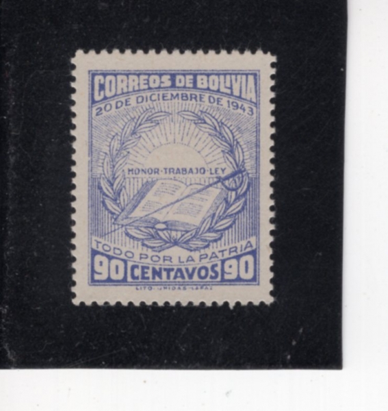 BOLIVIA(�������)-#303-90c-\"HONOR, WORK, LAW\"(����, �뵿, ��)-1944��