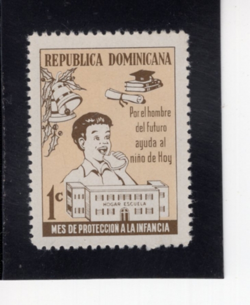 DOMINICA REPUBLIC(���̴�ī ��ȭ��)-#RA39-1c-BOY, SCHOOL AND YULE BELLS(�ҳ�, �б�, �� ��)-1967.12.1��