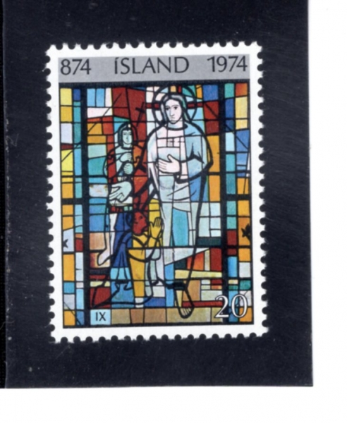 ICELAND(���̽�����)-#465-20k-STAINED GLASS WINDOW HONORING HALLGRIMUR PETURSSON(�ұ׸����� ���������� �⸮�� �����ε�۶� â��)-1974.7.16��