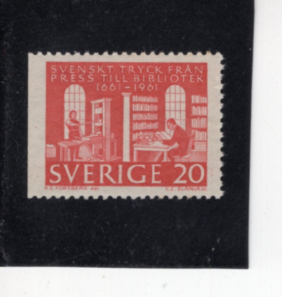SWEDEN(������)-#602-20o-17TH CENTURY PRINTER AND STUDENT IN LIBRARY(17���� ������, ������ �� �л�)-1961.9.22��