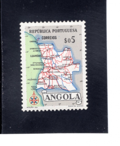 ANGOLA(�Ӱ��)-#386-5c-MAP OF ANGOLA(����)-1955.8��